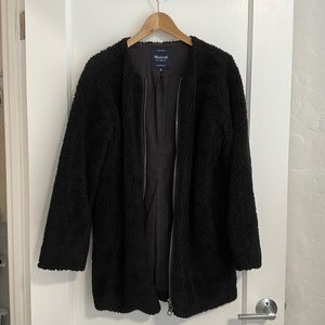 Madewell Black Fleece Plush Teddy Bear Ideal Zipper Jacket